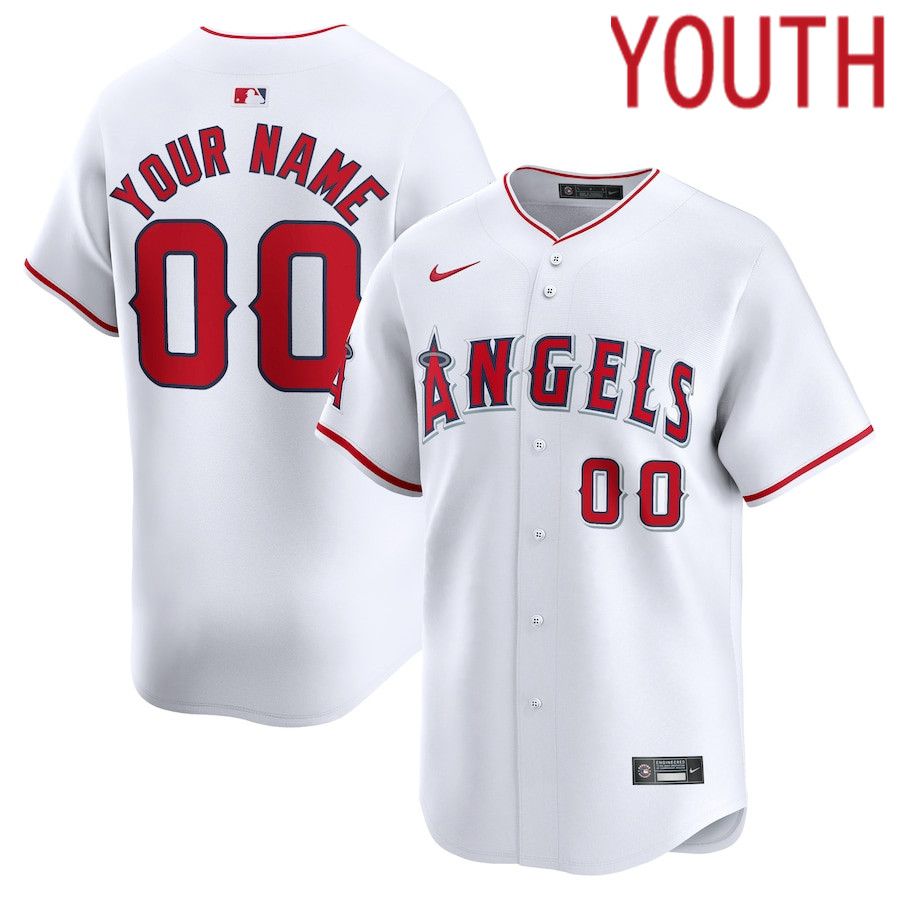Youth Los Angeles Angels Nike White Home Limited Custom MLB Jersey-0